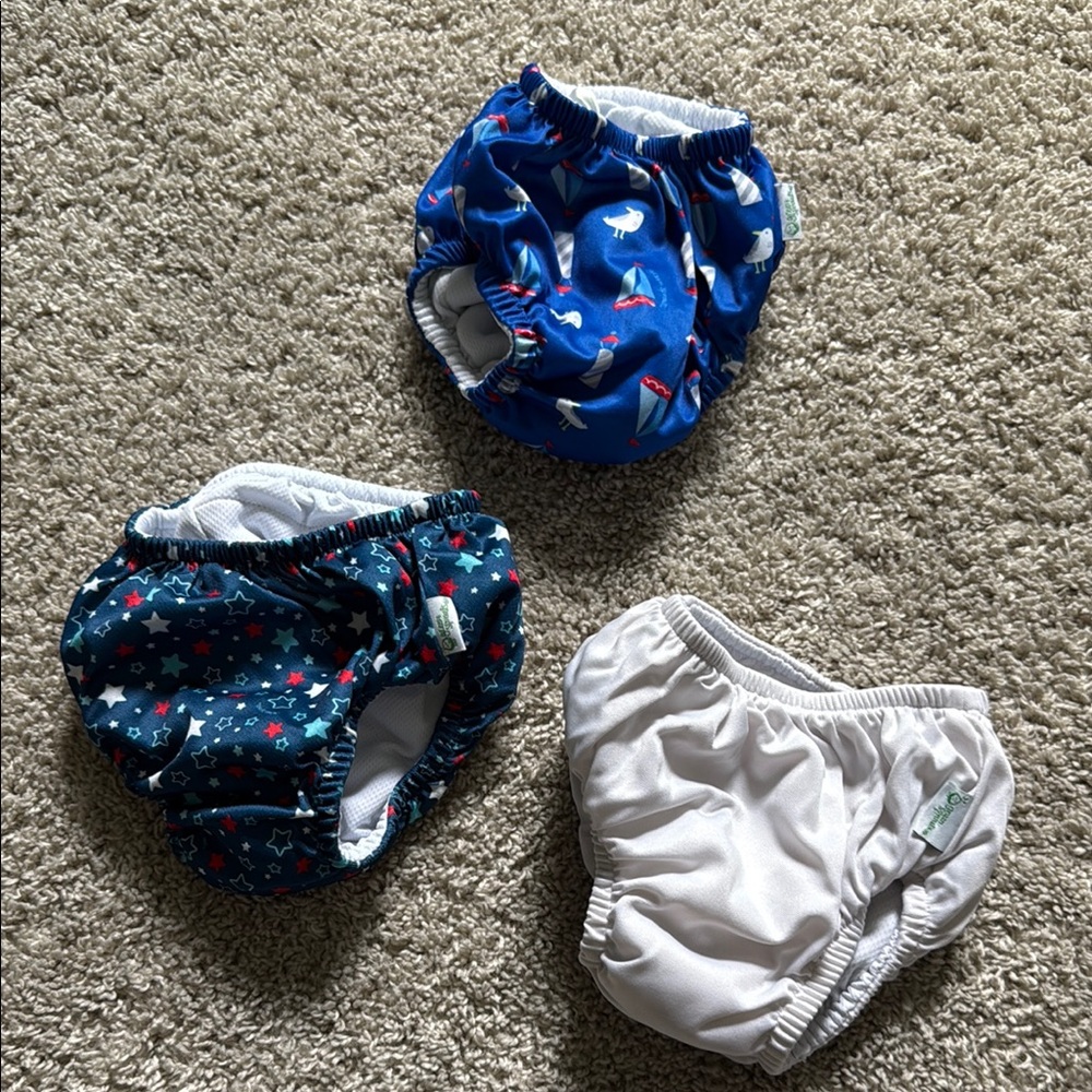 Baby Reusable Swim Diapers - Blue, Navy, White